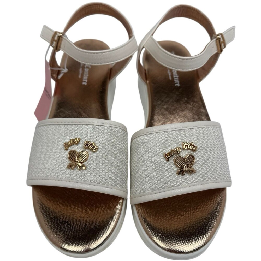 Juicy Couture Size 11 Sandals Tennis Club Strappy Open Toe Platform White Ivan